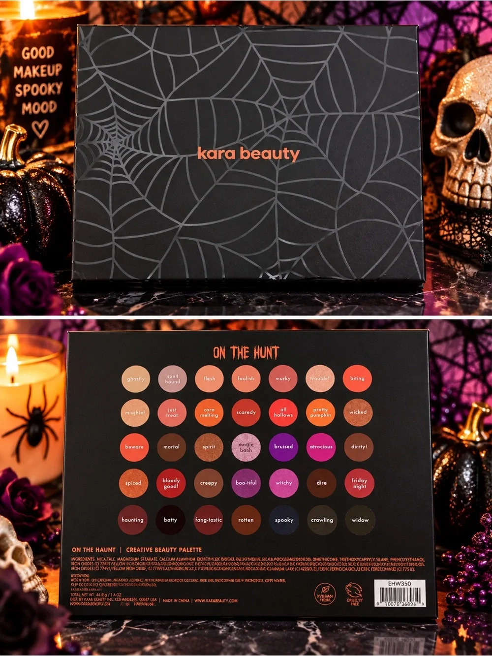 Kara Beauty On The Haunt 35 Shade Halloween Eyeshadow Palette NEW
